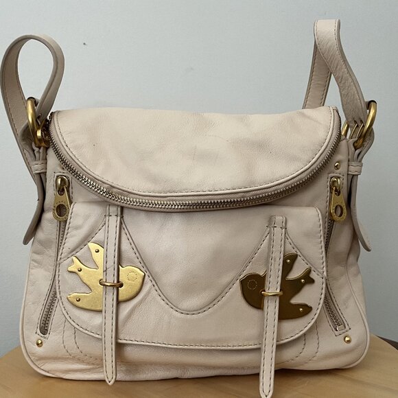 Marc by Marc Jacobs Beige Leather Petal to the Metal Natasha Bird Hobo - Picture 1 of 7
